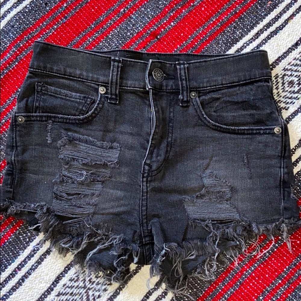 Distressed Express Black Shorts